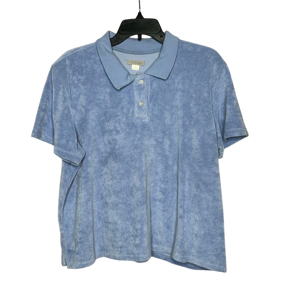 OUTERKNOWN Organic Cotton Rewind Polo Blue Short Sleeve Pullover Top Size Large